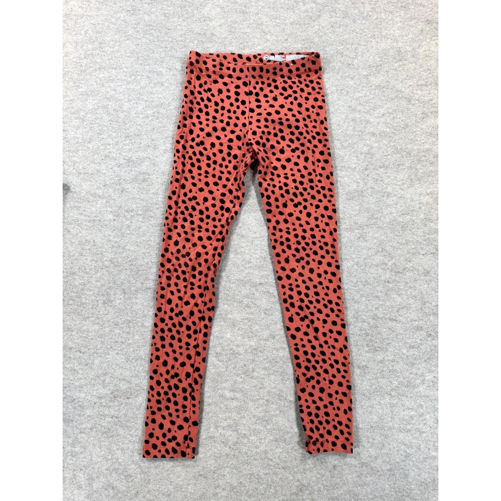 Wonder Nation Leggings Girls Medium 7-8 Coral Black Animal Print Stretch Pull On